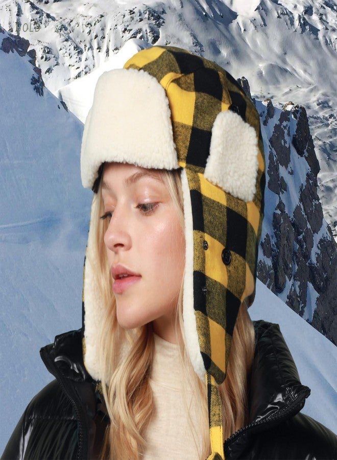 CHOK.LIDS Lumberjack Plaid Winter Trapper Unisex Premium Extra Strength Sherpa Ear Flap Chin Strap Cold Weather Outdoor Hat (Black Plaid) - Image 4
